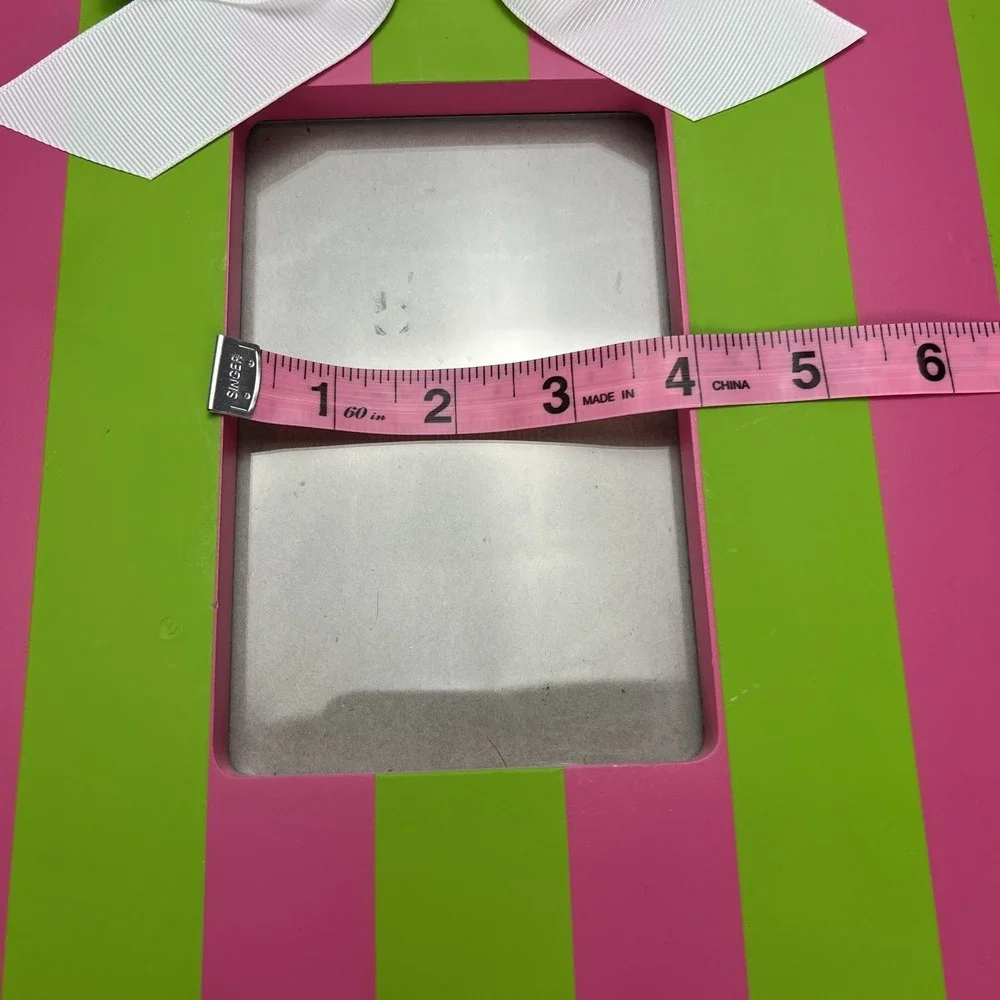 MSC Mainstreet Collection STRIPED Bow Photo Frame Holds 4x6 picture OUTER 11x11
